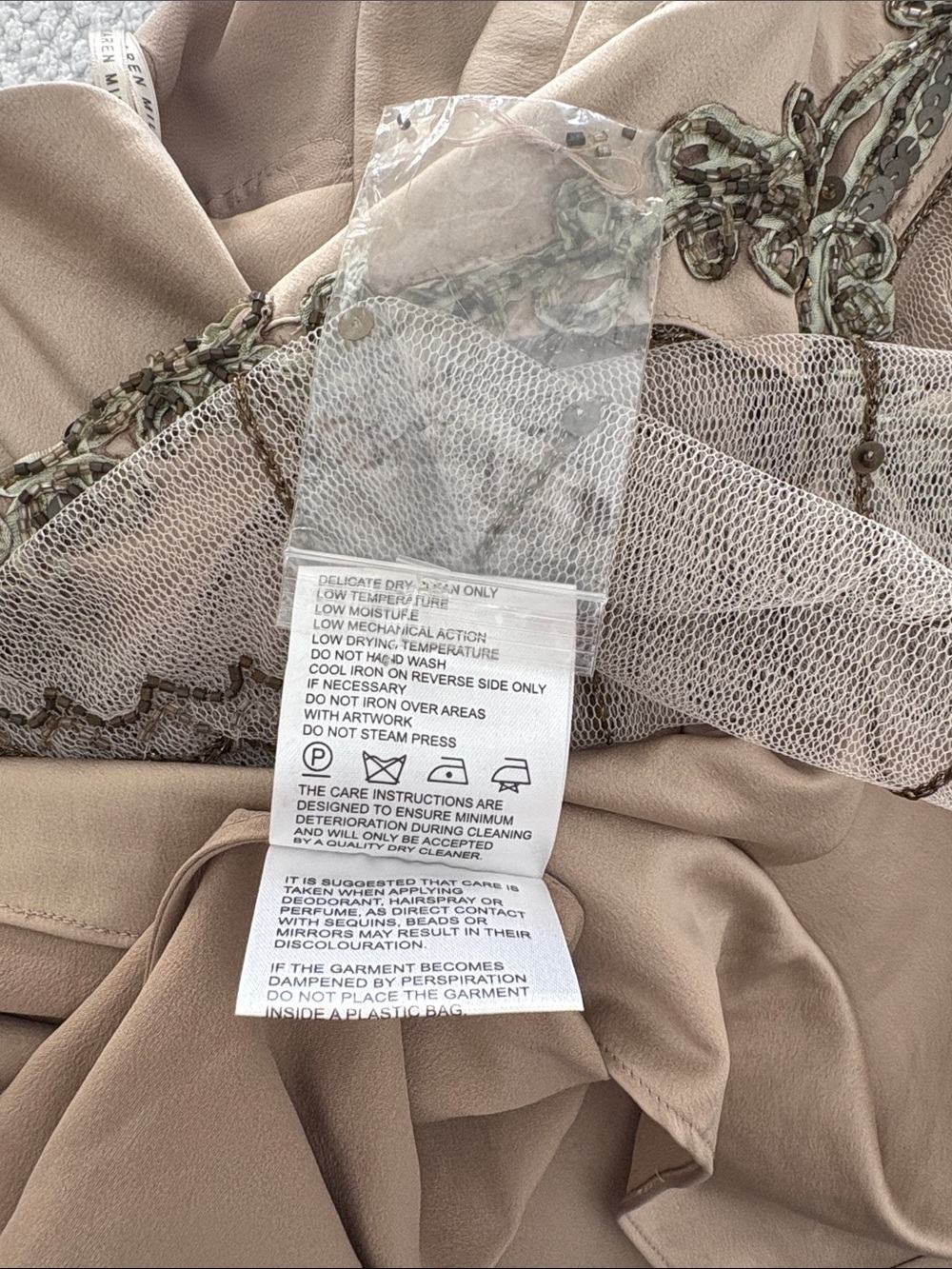 Karen Millen NEW Beaded Embellished Mesh Cowl Neck Babydoll Cami Top Sz 8 Y2K - Picture 7 of 10